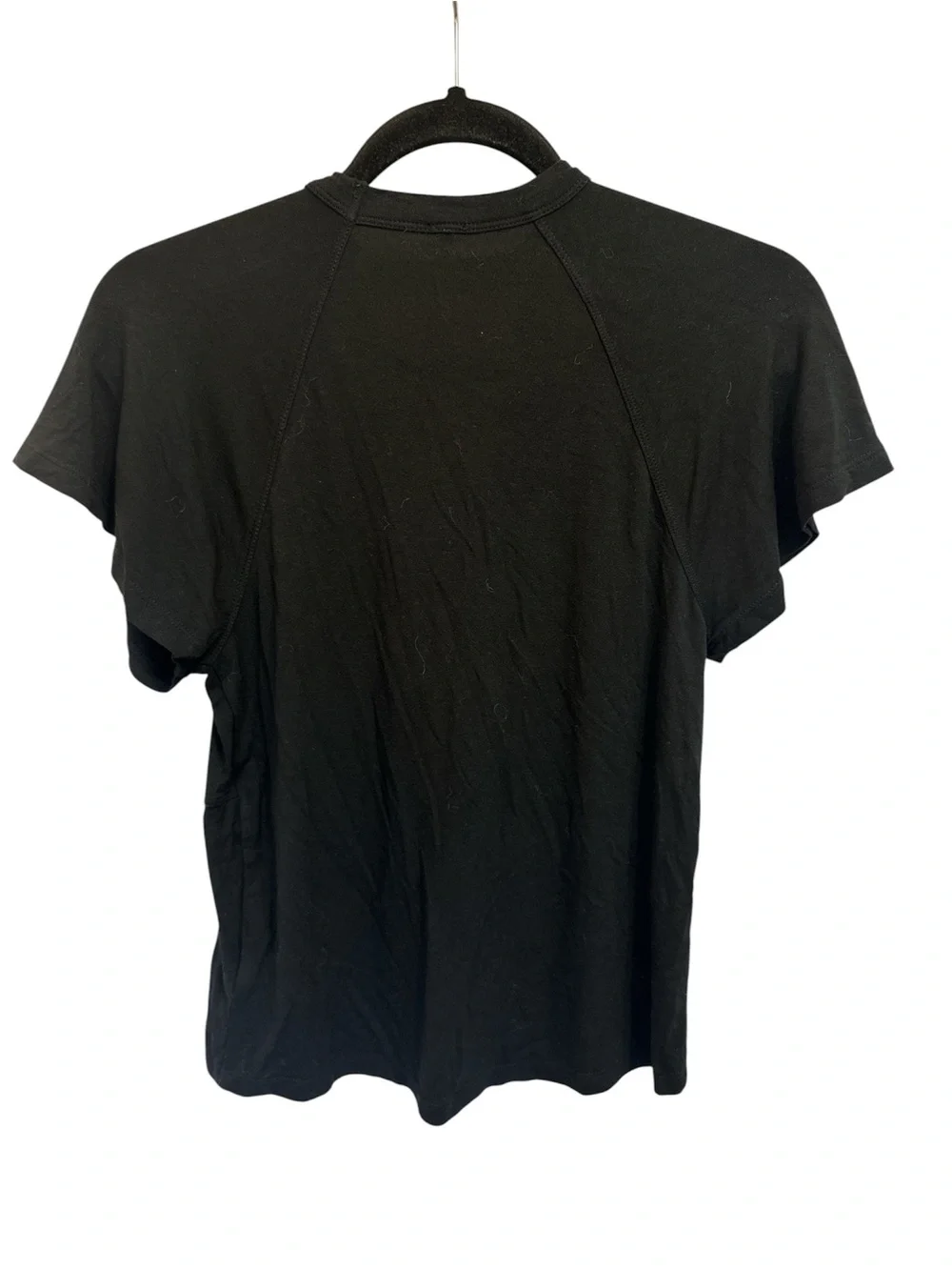 Free People Black Knot-Front Short Sleeve Top